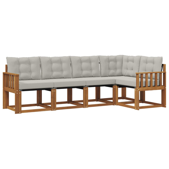 Ensemble de canapés d'extérieur 5 pcs gris naturel et clair