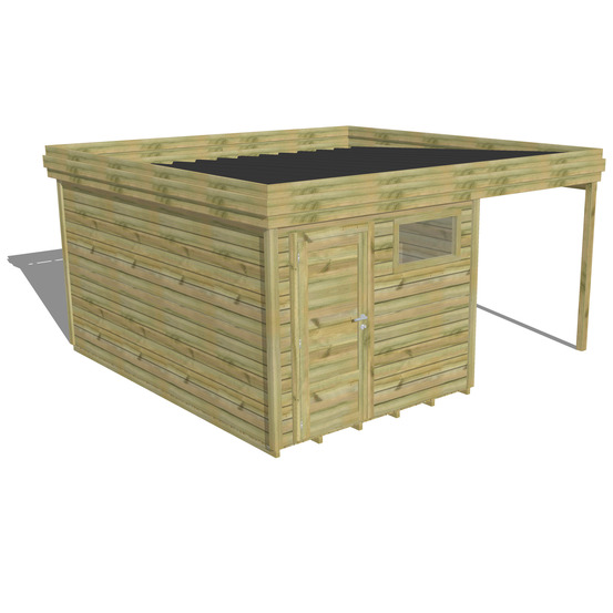 Abri de jardin bois pin traité autoclave 27mm - 4,64x4,34m / 20m2 - bac acier - plancher bois
