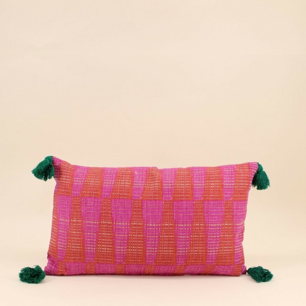 Coussin déperlant & anti-uv rose et orange 30x50cm