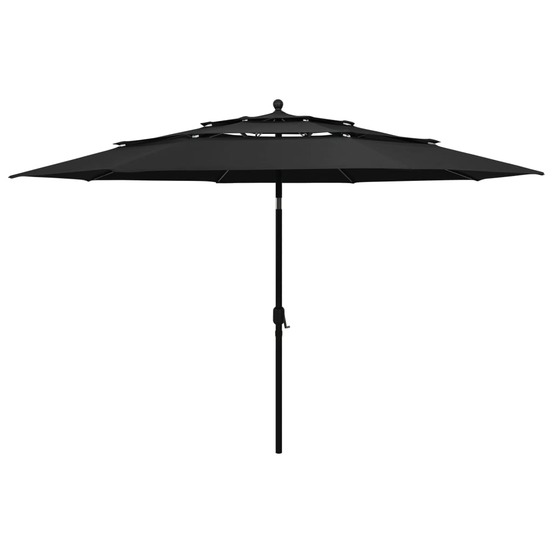 Parasol de jardin à 3 niveaux avec mât en aluminium noir 3,5 m