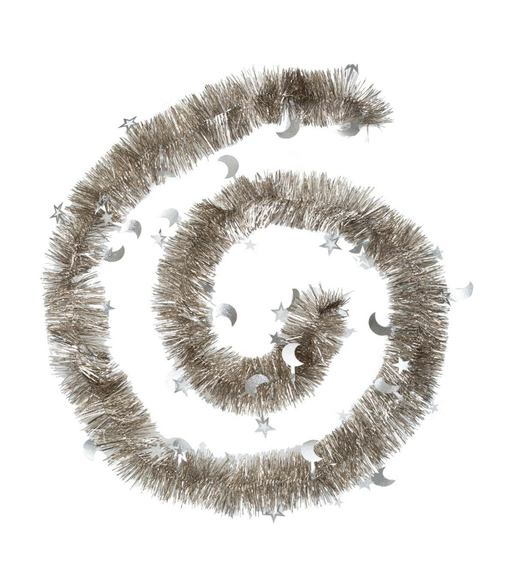 Guirlande de noël large 15 cm déco lunes & étoiles longueur 2 mètres