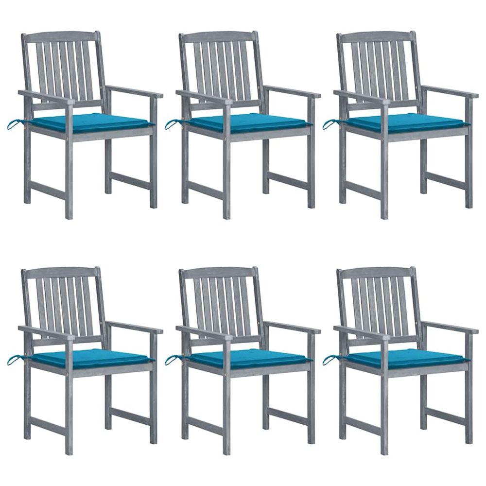 Chaises de jardin et coussins lot de 6 bois acacia massif gris
