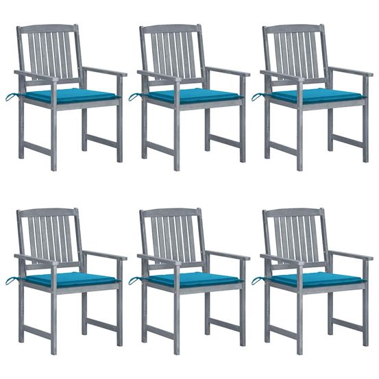 Chaises de jardin et coussins lot de 6 bois acacia massif gris