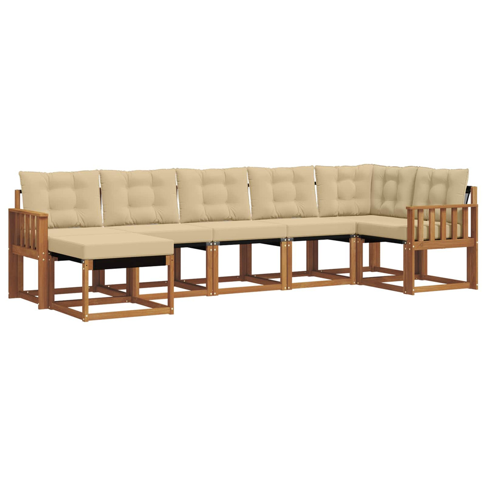 Ensemble de canapés d'extérieur 7 pcs naturel et beige