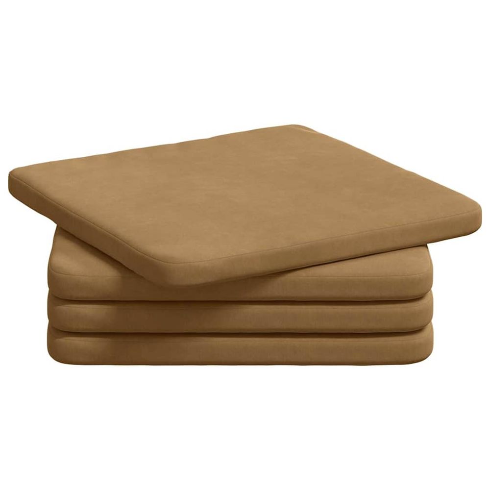 Coussins de siège 4 pc velours marron 40 x 40 x 3 cm