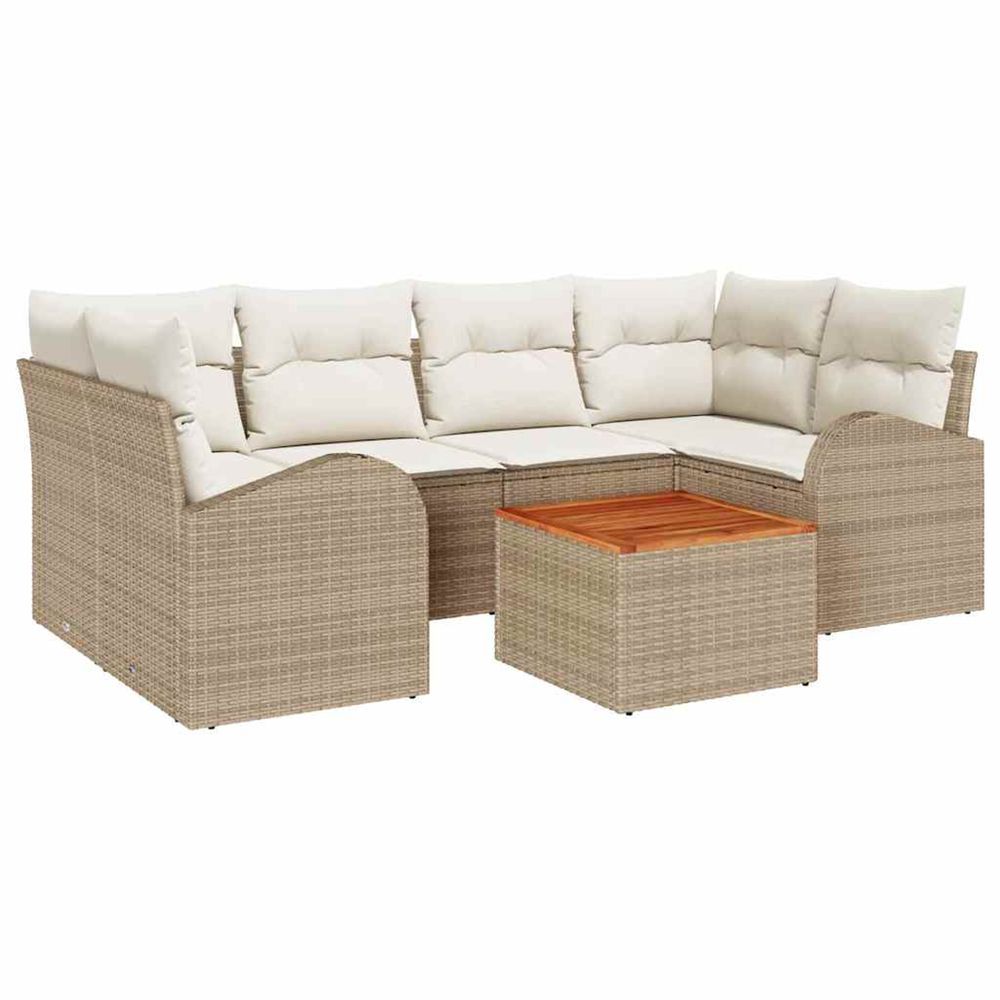 Ensemble de canapé de jardin 7 pc beige et crème polyrotin