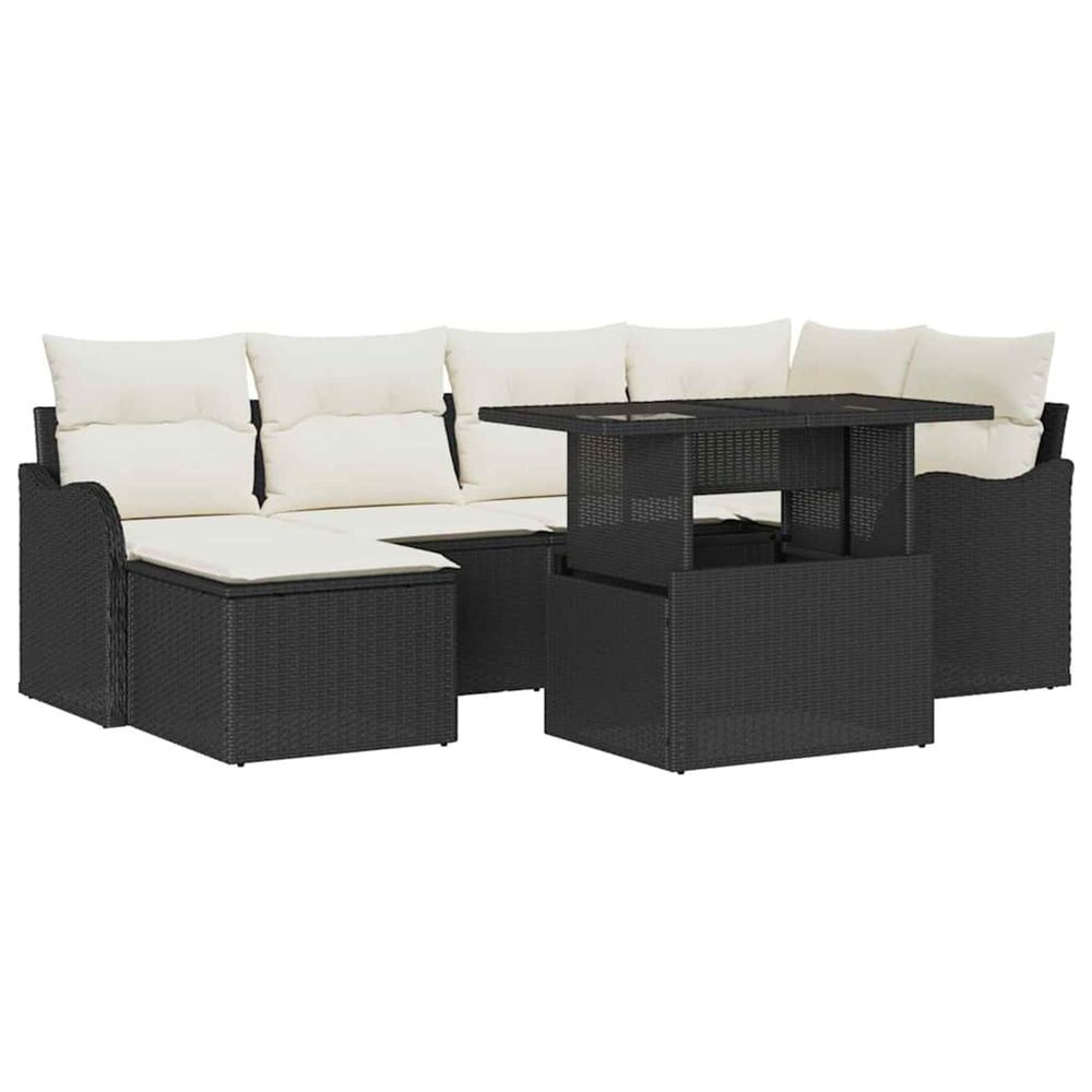 Ensemble de canapé de jardin 7 pc noir poly rotin
