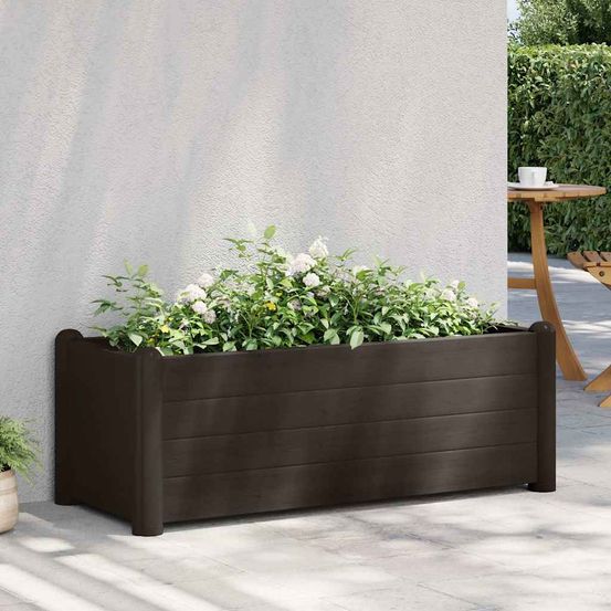 Jardinière rectangulaire 80l polypropylène résistante pour extérieur moka