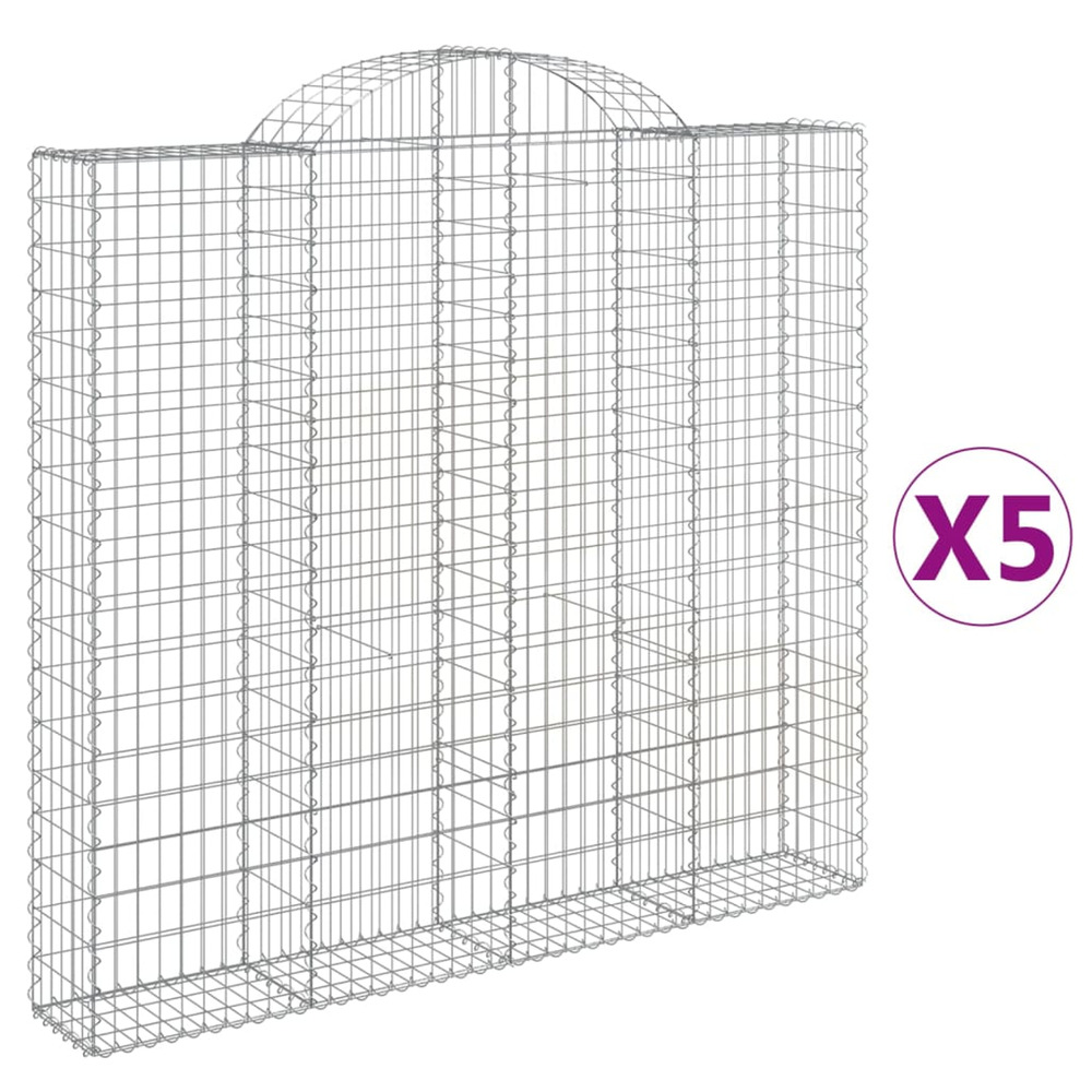 Paniers à gabions arqués 5 pcs 200x30x180/200 cm fer galvanisé