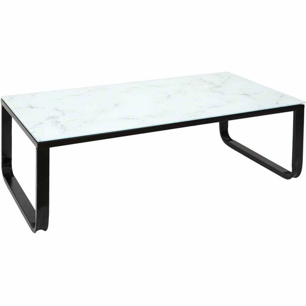 Table basse en verre et métal marble marbre blanc