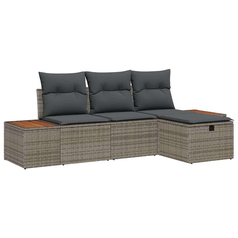 Ensemble de canapé de jardin 4 pc gris polyrotin