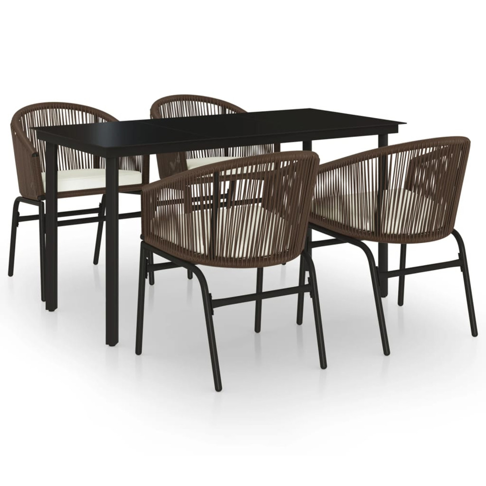 Ensemble à manger de jardin 5 pcs marron