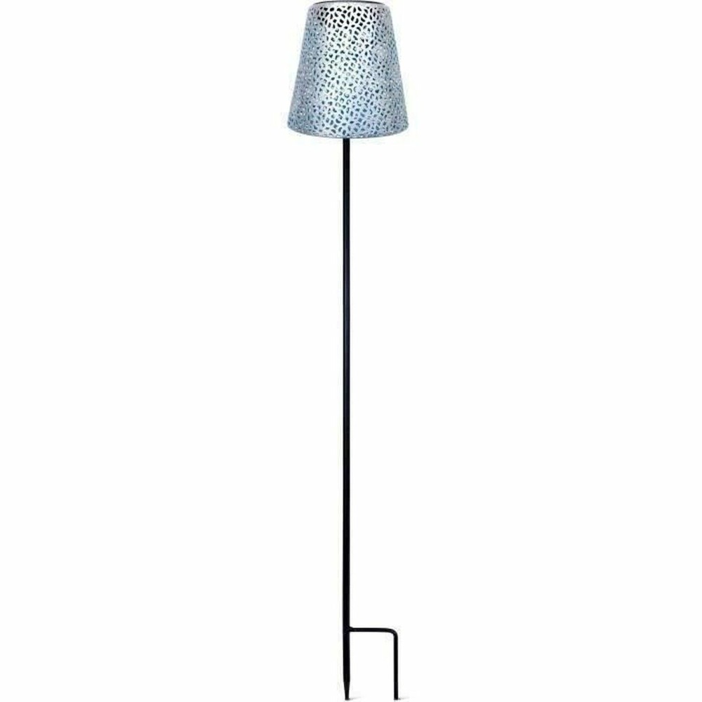 Lampe solaire argent ø 12 h70 cm - autonomie 6-8h - pied stabilisateur - bouton on/off - pile aaa