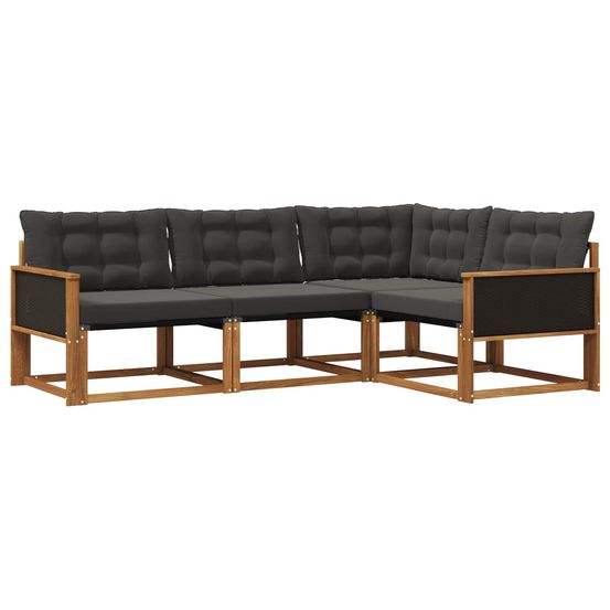 Ensemble de canapés d'extérieur 4 pc naturel et noir