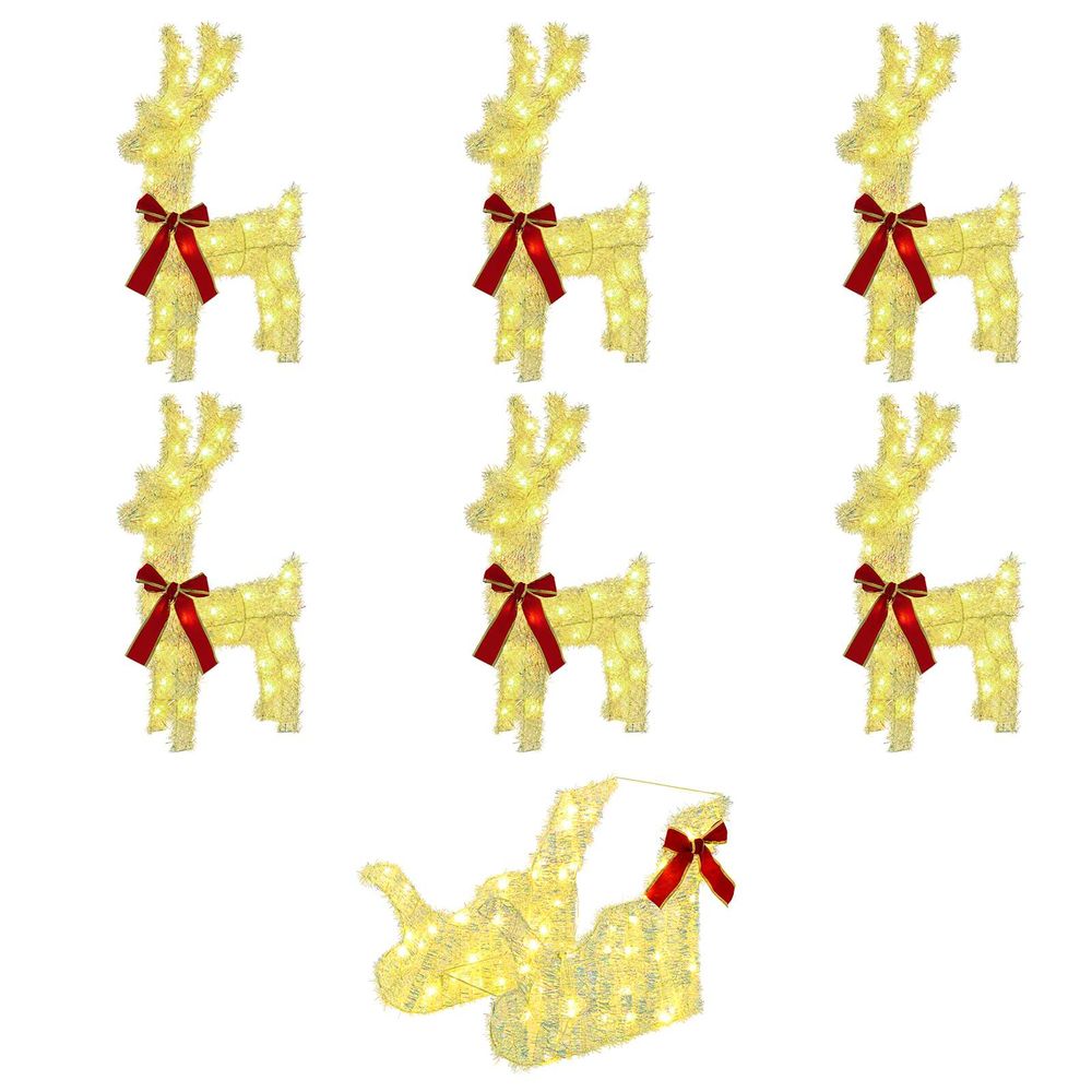 Renne de noël avec traîneau 7 pc 320 led blanc chaud