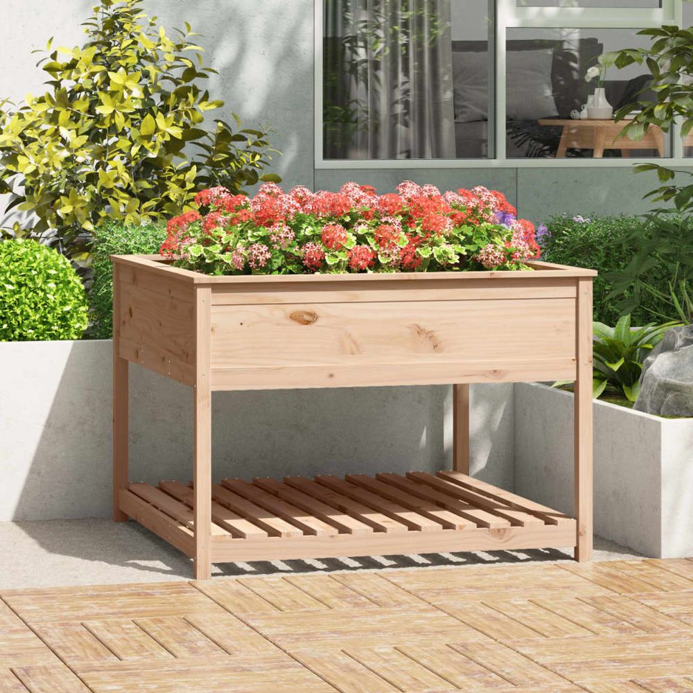 Potager surélevé xxl en bois brut avec étagère 111,5cm