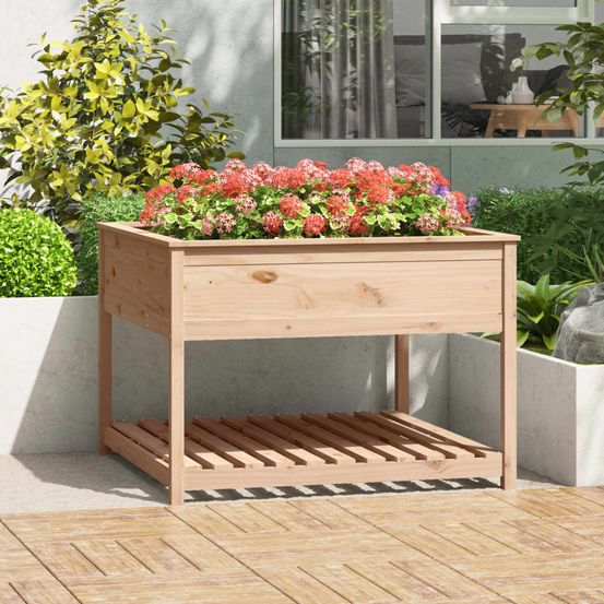 Potager surélevé xxl en bois brut avec étagère 111,5cm