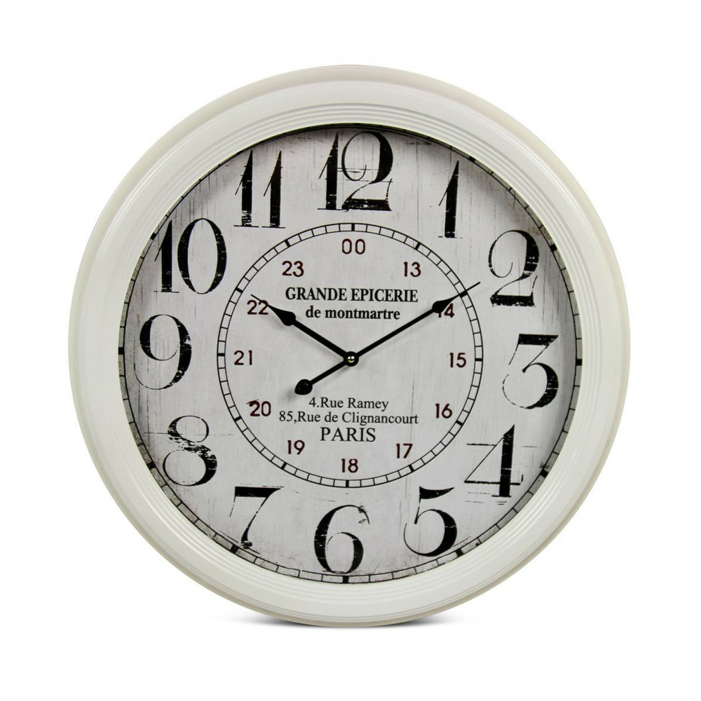 Horloge ancienne murale grande epicerie de monmartre métal blanc - décoration d'autrefois