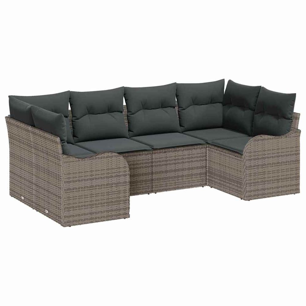 Ensemble de canapé de jardin 6 pc gris poly rotin