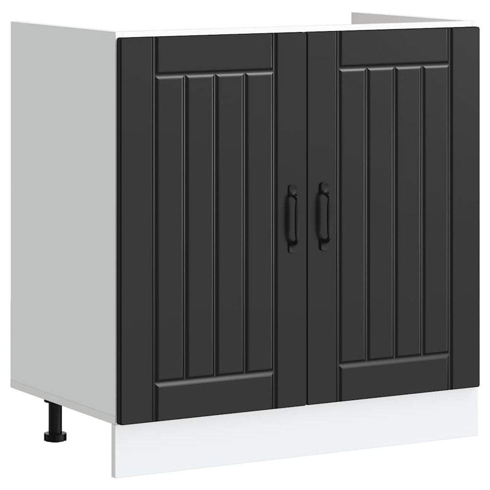 Meuble de base de lavabo lucca noir bois d'ingénierie