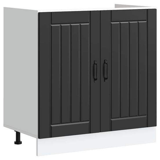 Meuble de base de lavabo lucca noir bois d'ingénierie