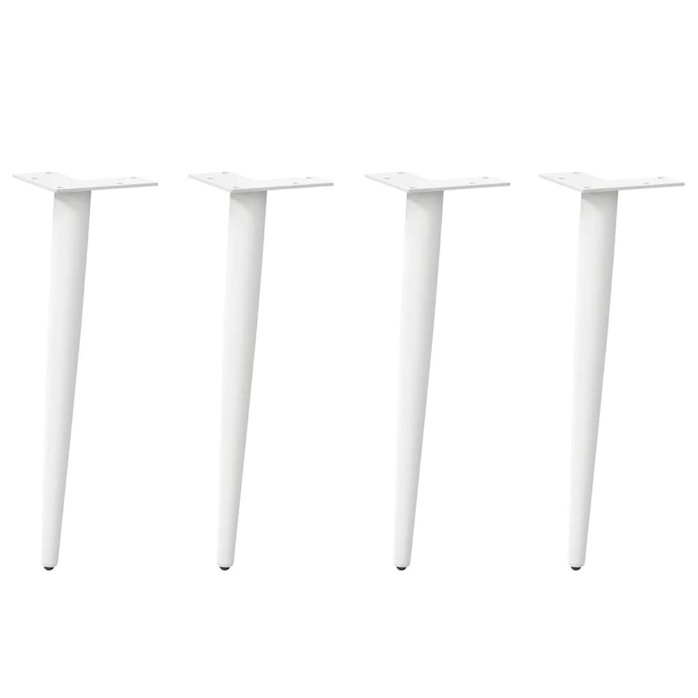 Pieds de table basse coniques 4 pièces blanc 42-43 cm acier