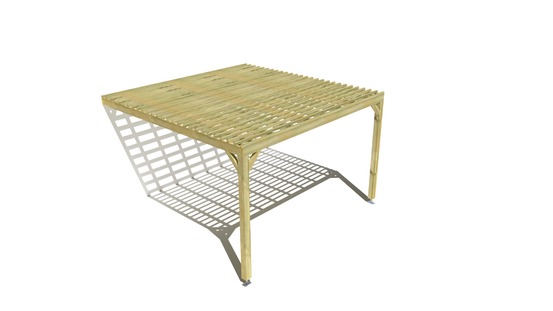 Pergola bois • 4m x 4m • adossée • sens profondeur • lattage bois • livraison comprise