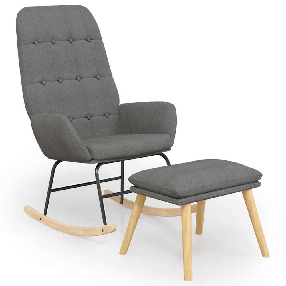 Chaise à bascule avec repose-pied gris clair tissu