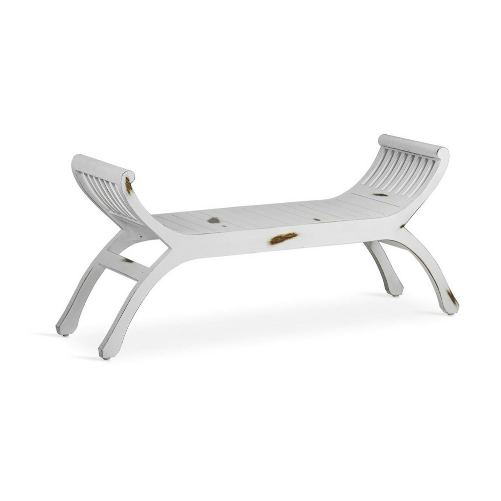 Banc 2 places bois blanc - décoration d'autrefois