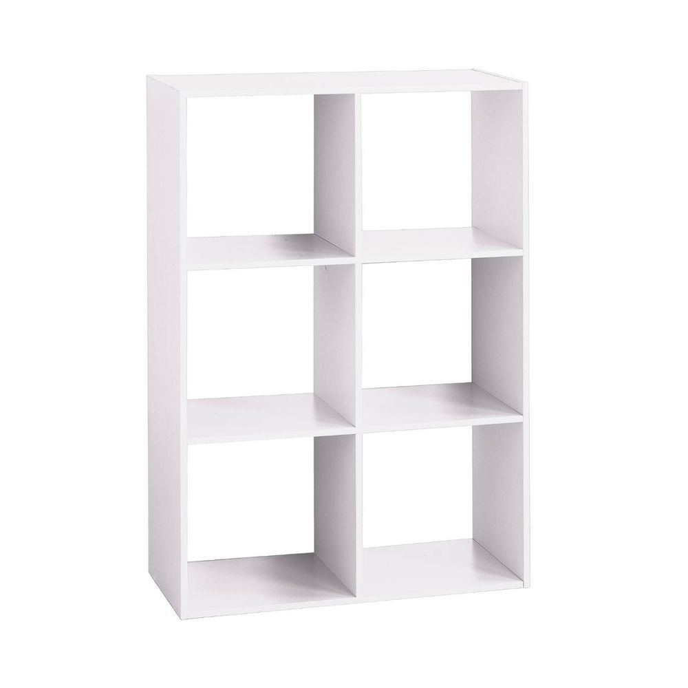 Meuble étagère 6 cases de rangement blanc h 100.5 cm