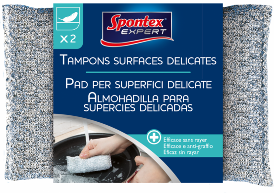 Tampon à récurer vitrocéramique fibre abrasive spontex expert x 2