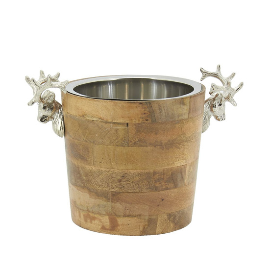 Seau à champagne cerf en bois et alu