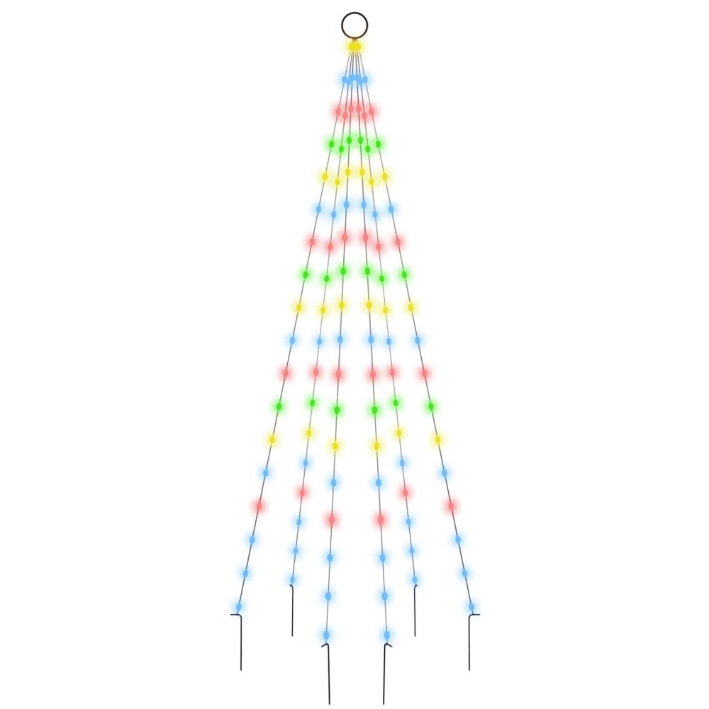 Sapin de noël sur mât de drapeau 108 led colorées 180 cm