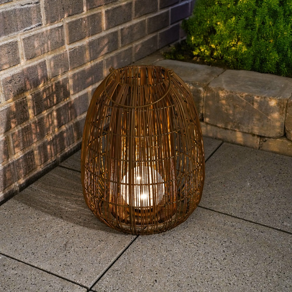 Esotec solar lampe en rotin isabella 40 craquelé verre brisé boule style boho 102282