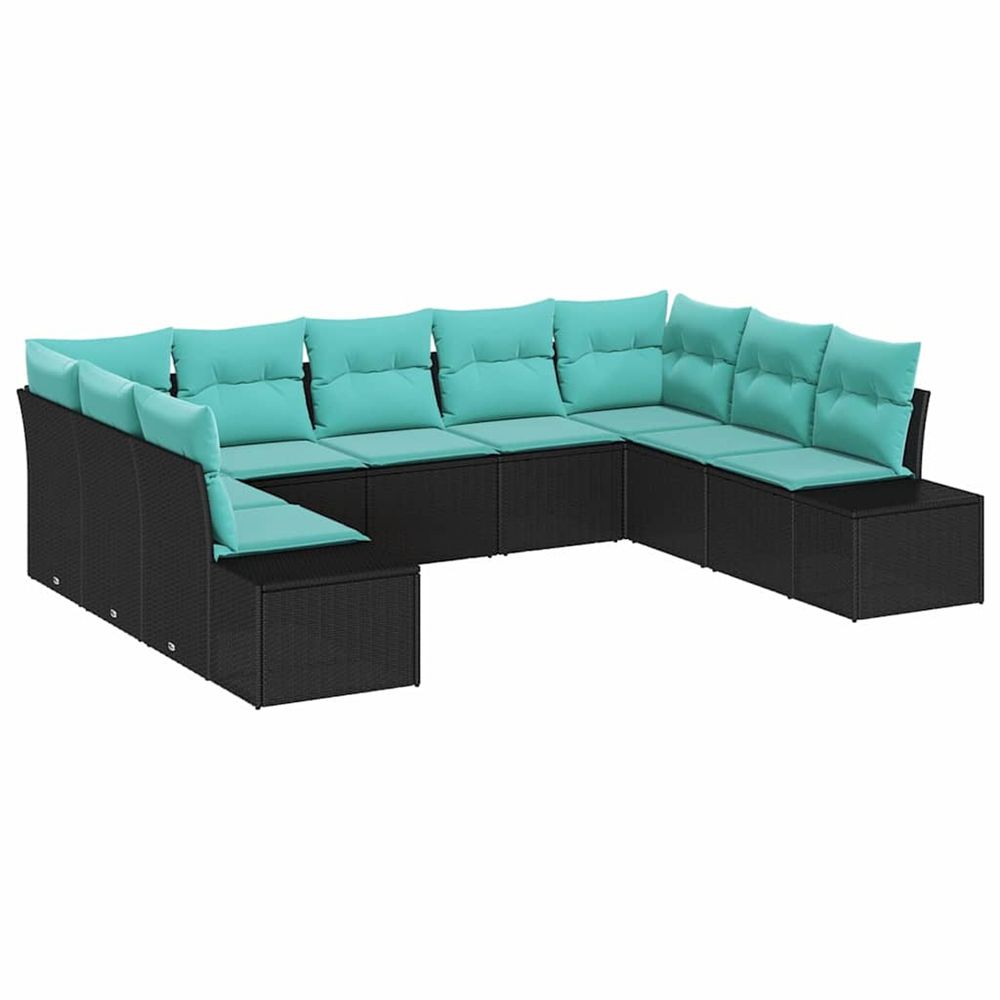 Ensemble de canapé de jardin 9 pc noir polyrotin
