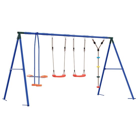 Ensemble de balançoires d'extérieur multicolore acier et pe