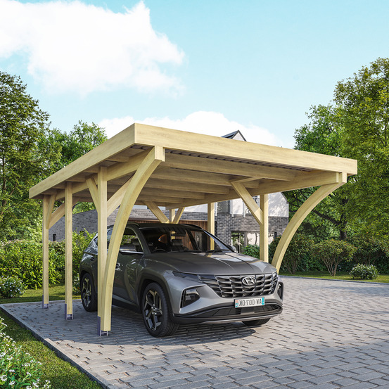Carport bois palerme 1 voitures - 510 x 340 - abri pour voitures - bois des regions nordiques - pin traité autoclave