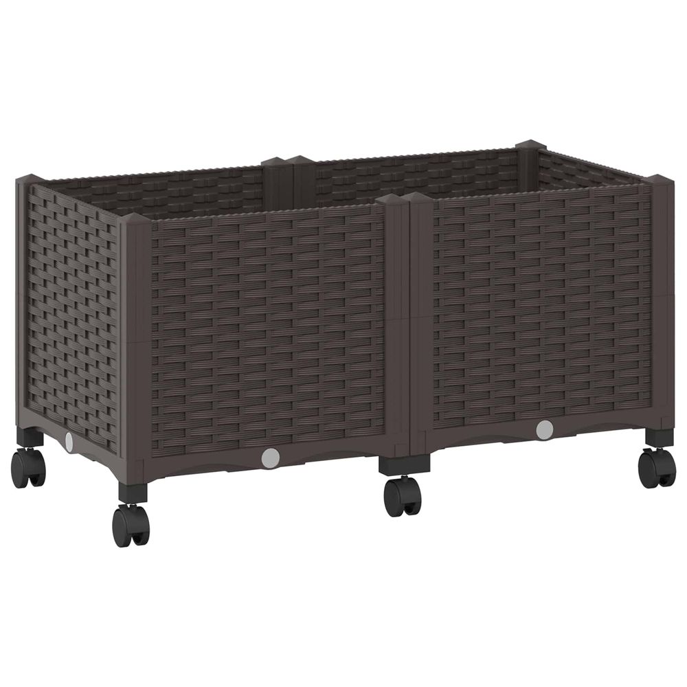 Jardinière d'extérieur avec roues marron 80 x 40 x 44 cm pp