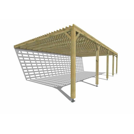Pergola bois • 10m x 5m • adossée • sens profondeur • lattage bois • livraison comprise