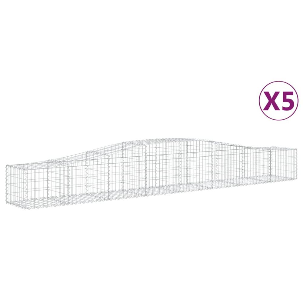 Paniers à gabions arqués 5 pcs 400x50x40/60 cm fer galvanisé