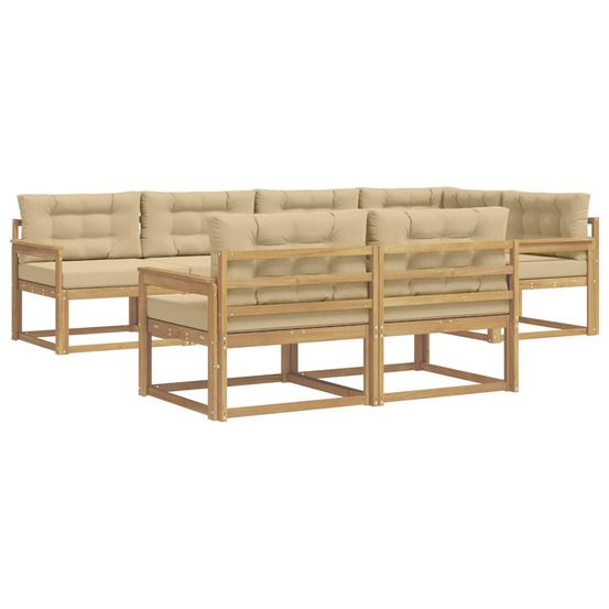 Ensemble de canapés d'extérieur 6 pc blanc et beige polyester