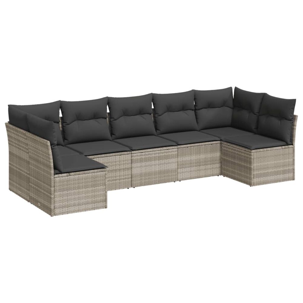 Salon de jardin avec coussins 7 pcs gris clair résine tressée