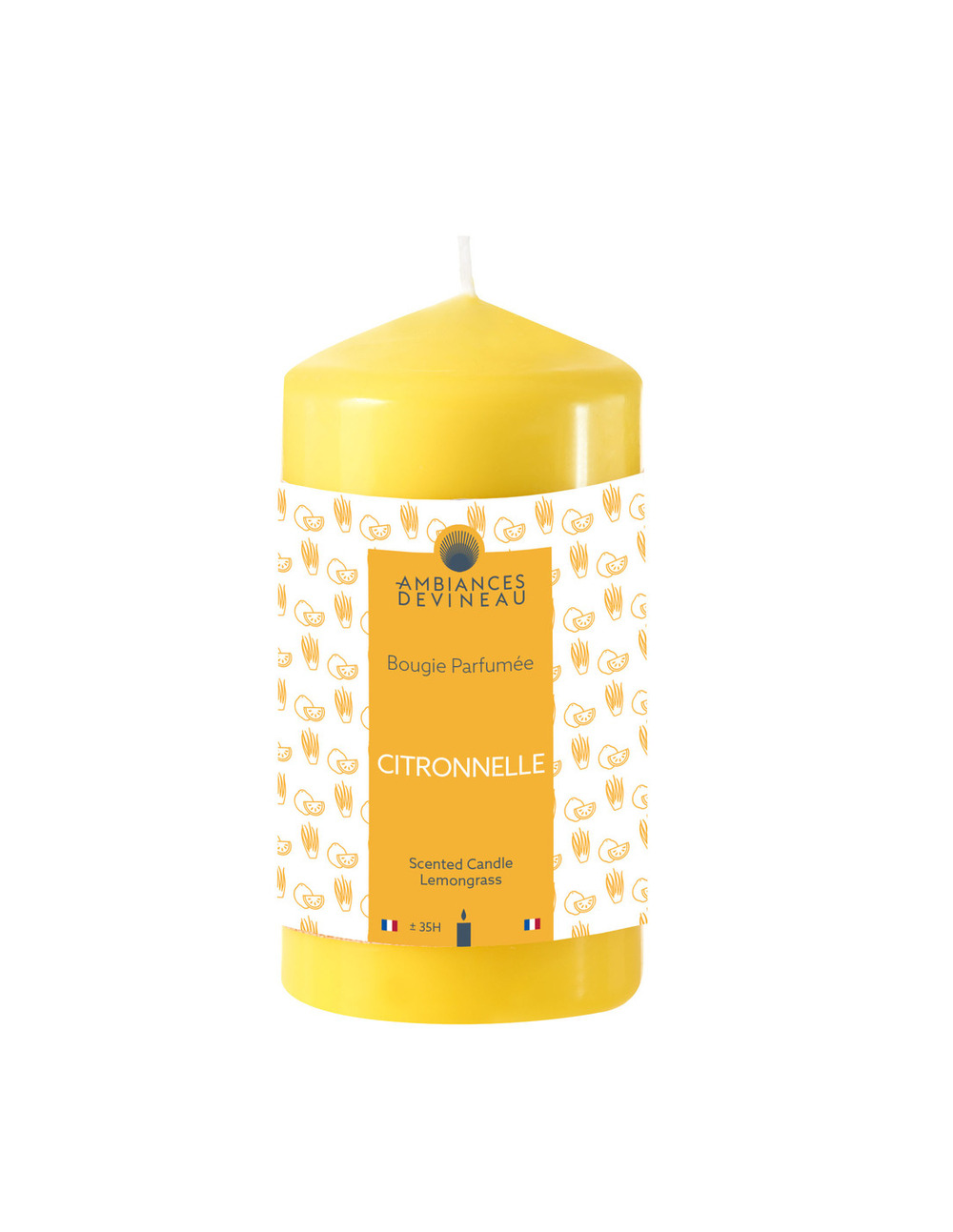 6 bougie cylindrique citronnelle 35h - devineau