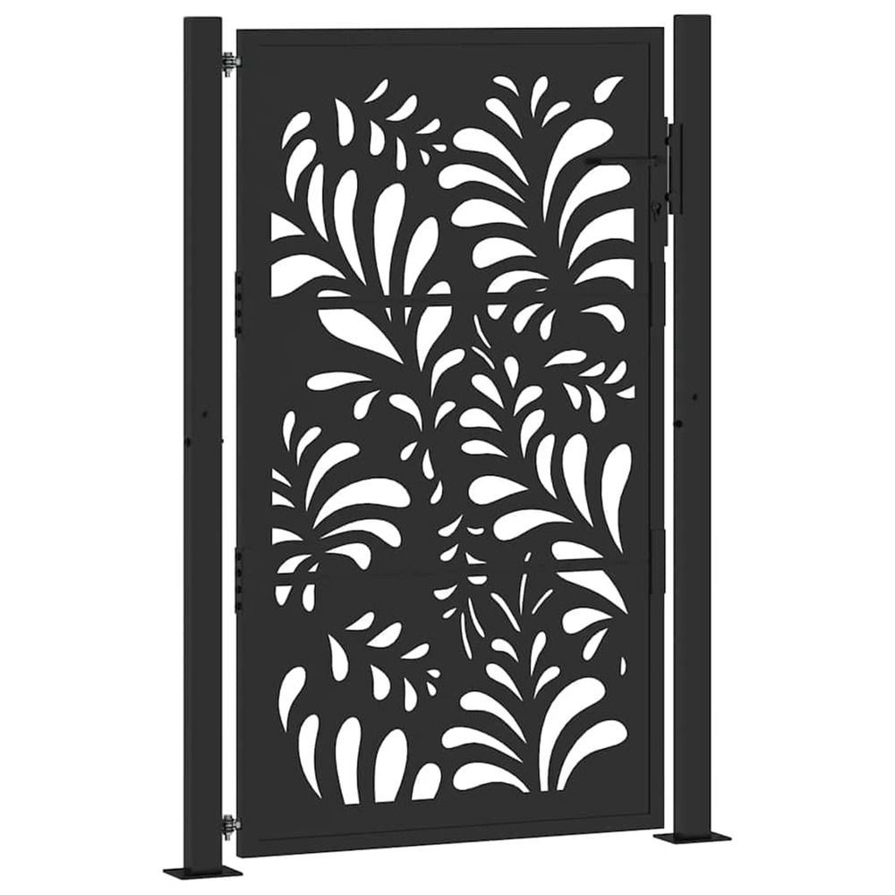 Portail de jardin noir 105 x 155 cm en acier design ondulé