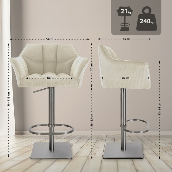 Tabouret de bar damaso e cord