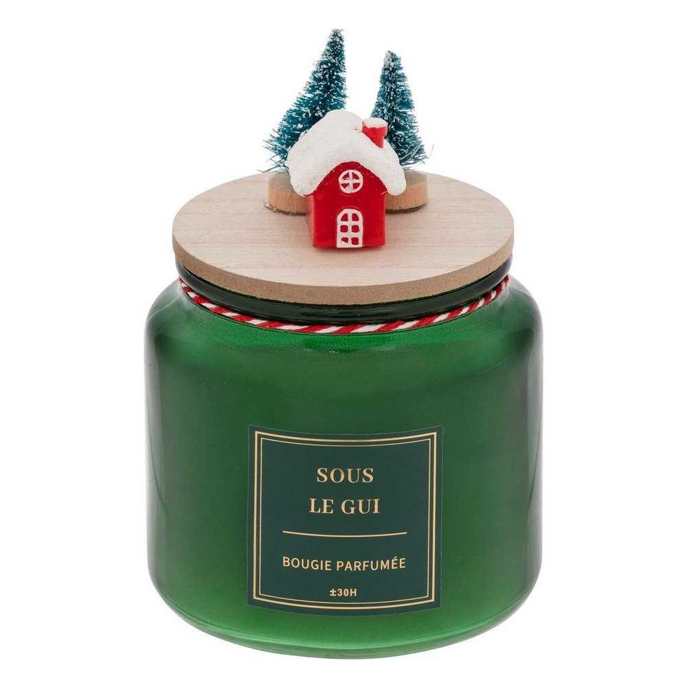 Bougie parfumée couvercle décoré 330g assorti