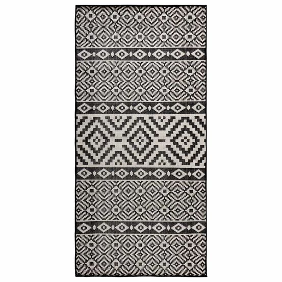Tapis à tissage plat d'extérieur 80x150 cm rayures noires