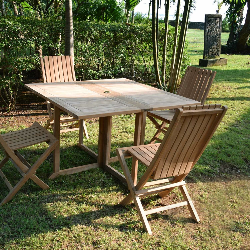 Table pliante carrée en teck Ecograde Goa 120 x 120 cm - Achat