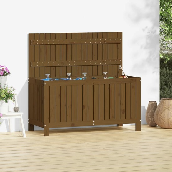 Boîte de rangement de jardin marron miel 115x49x60 cm bois pin