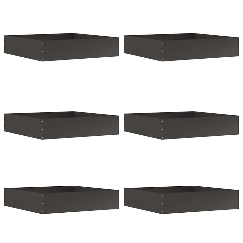 Bordure de pelouse 6 pc 60 x 60 x 13 cm acier noir